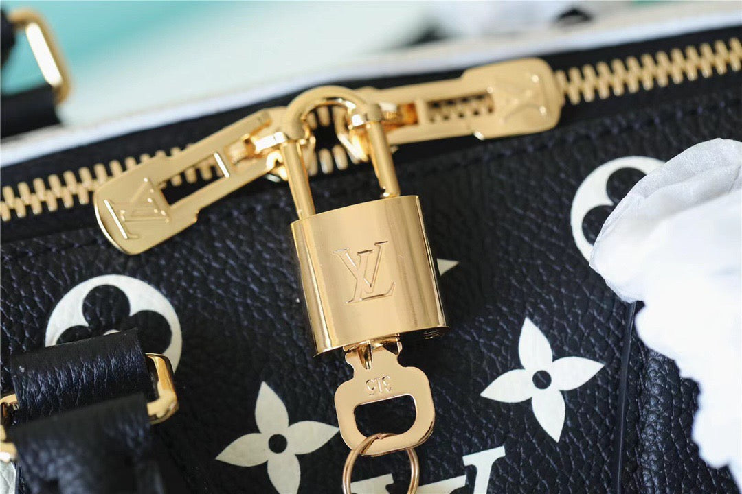 Top Quality Speedy Bandouliere 20 Monogram Empreinte Black / White / Pink For Women,  Shoulder And Crossbody Bags 20.5cm/8.1in Top Quality M46088