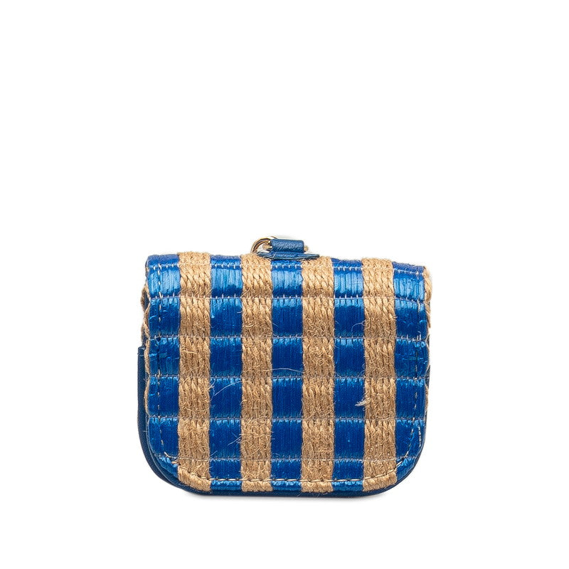 Chanel Coco Yale pods pro case blue beige raffia leather ladies CHANEL