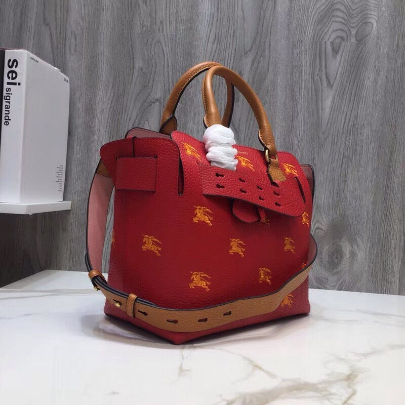 Top Quality The Small Equestrian Knight Top Handle Belt Bag Red For Women, Bags 14in/36cm