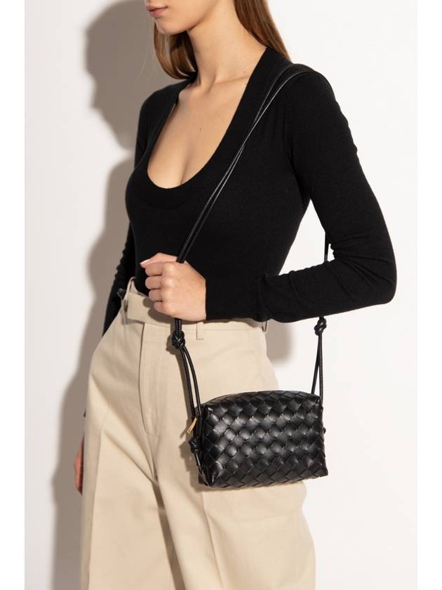 Luxury Bottega Veneta Intrecciato Loop Small Leather Cross Bag Black