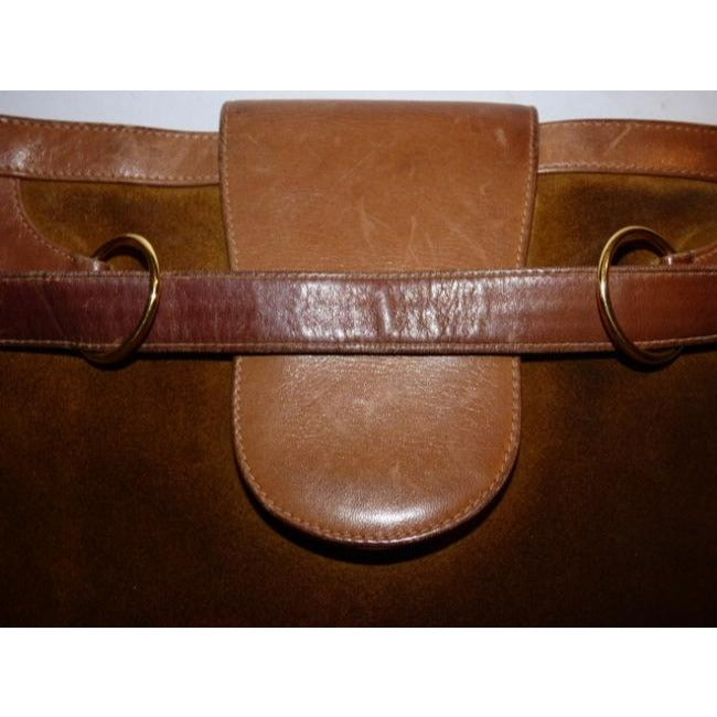 Gucci   Brown Suede Camel Leather Hobo Bag