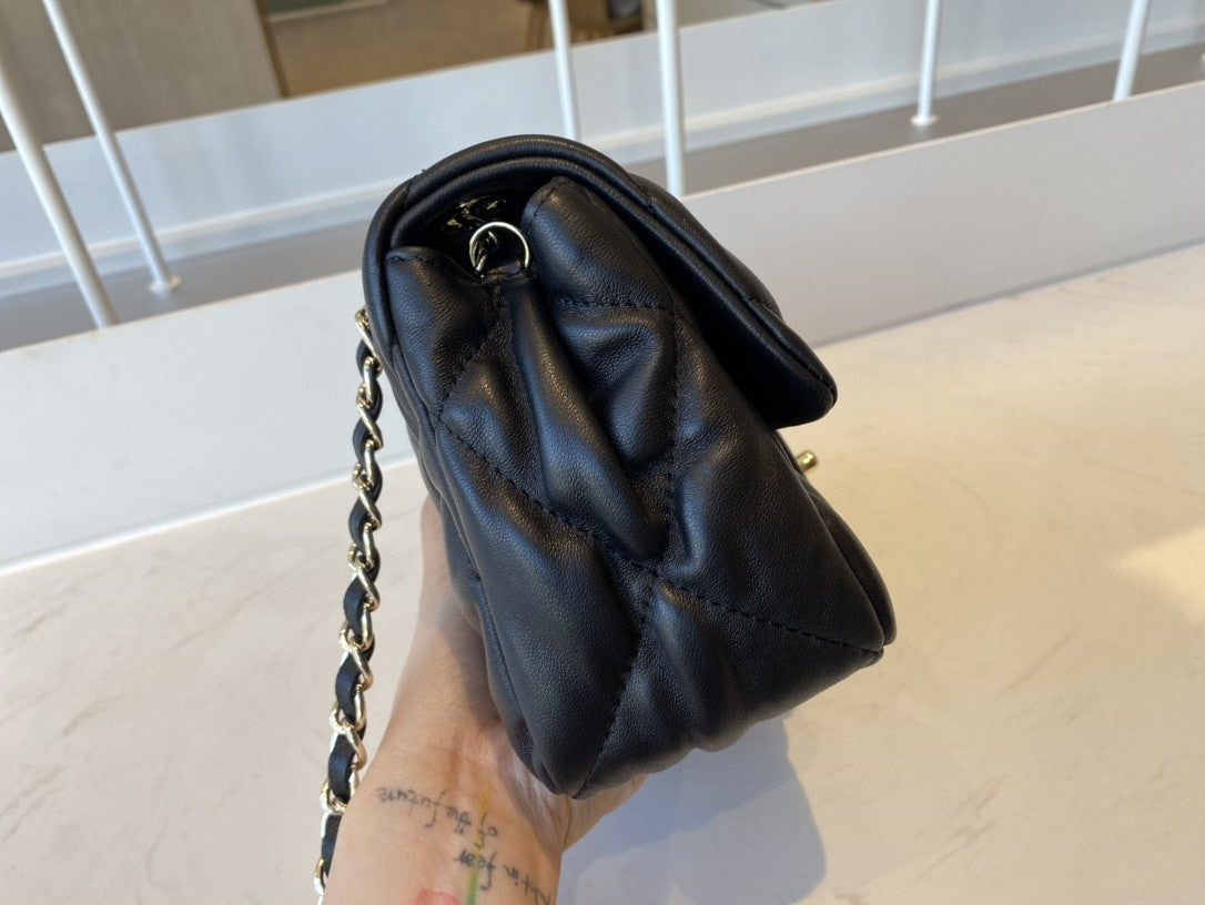 CHLSmall Flap Bag Gold Hardware Black For Women, Women’s Handbags, Shoulder Bags 7.5in/19cm AS2232