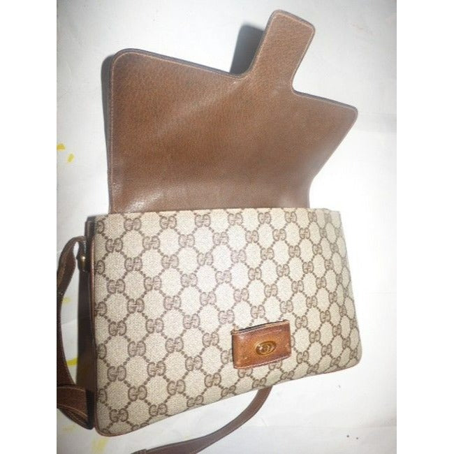 Gucci   Shades Of Brown Leather Coated Canvas Satchel