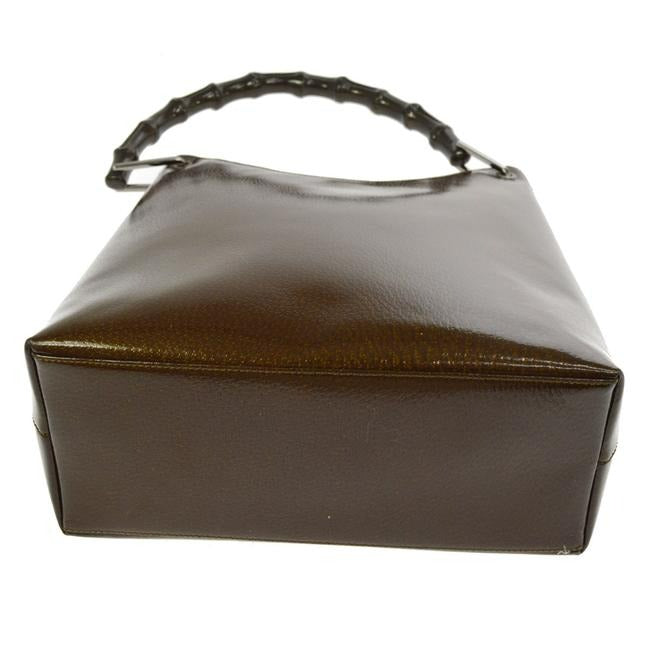 Gucci   Brown Speckled And Glossy Leather With Bamboo Handle Hobo Bag