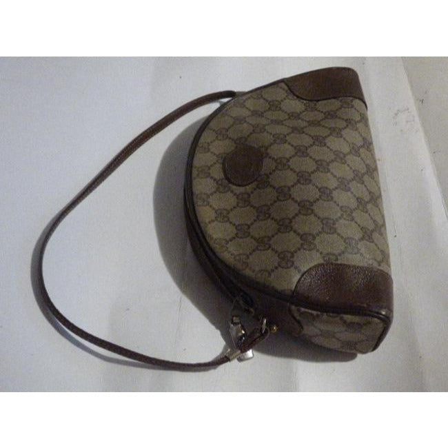 Gucci   Brown Large G Logo Print Coated Canvas And Brown Leather Hobo Bag