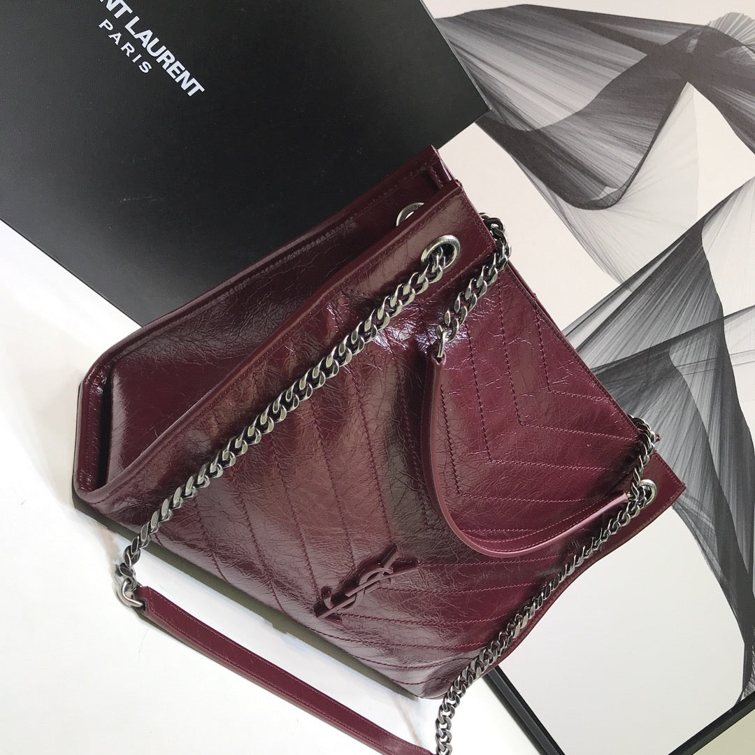 YSSL Niki Medium Shopping Bag Burgundy For Women 12in/32cm YSL 