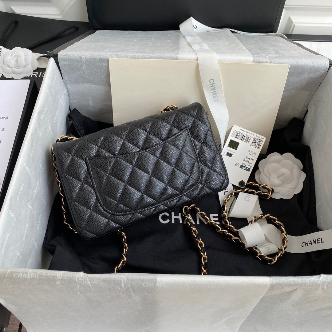 CHLMini Classic Handbag Black For Women 6.7in/17cm