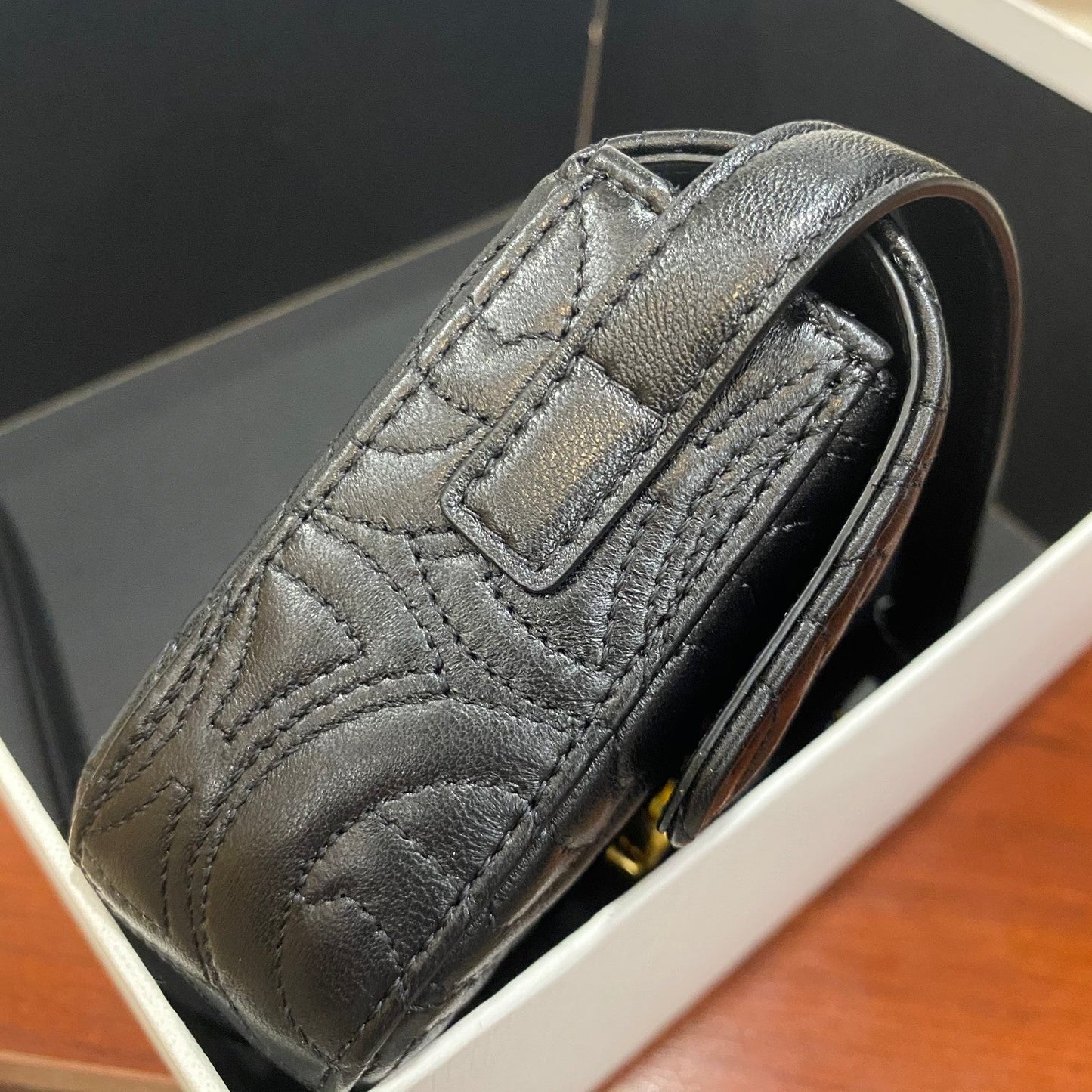 Top Quality Triomphe Shoulder Bag In Quilted Triomphe Lambskin Black For Women 8in/20cm 194143EF4.38NO
