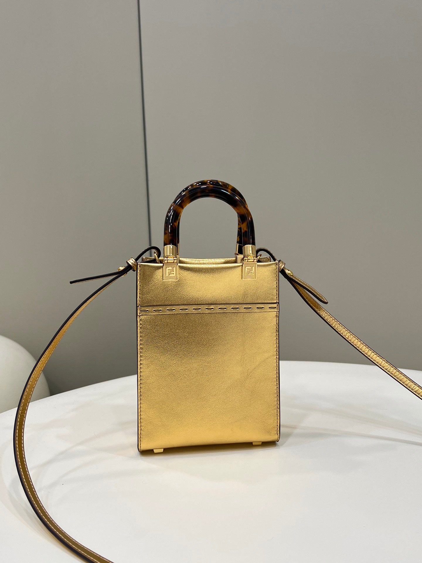 Top QualityTop Quality Mini Sunshine Shopper Gold For Women, Women’s Handbags, Shoulder And Crossbody Bags 7.1in/18cm FF 8BS051AJH7F1GNN