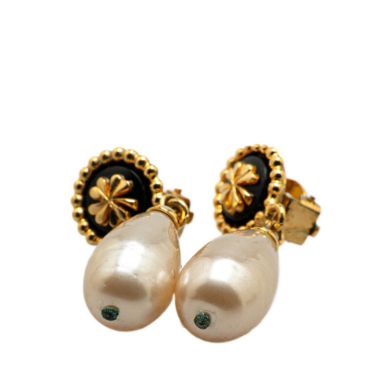 Chanel Matelasse Pearl Clover Earrings
