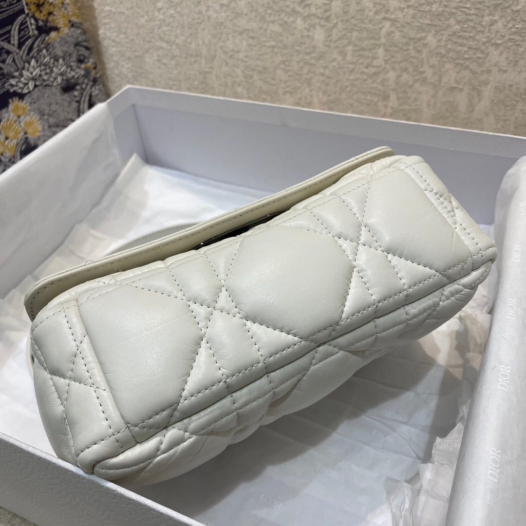 Top Quality Mini Caro Bag Latte Matte Padded Macrocannage, Latte White, For Women Womens Handbags, Crossbody Bags, 20cm CD