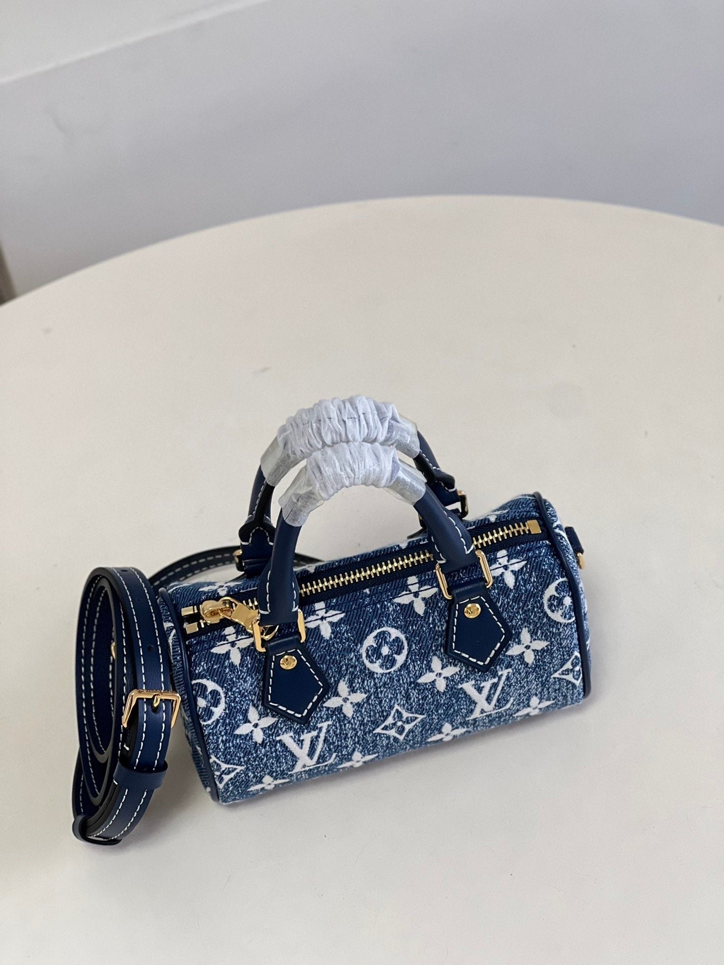 Top Quality Nano Speedy Monogram Jacquard Denim Blue For Women, WoBags 6.3in/16cm Top Quality M81168