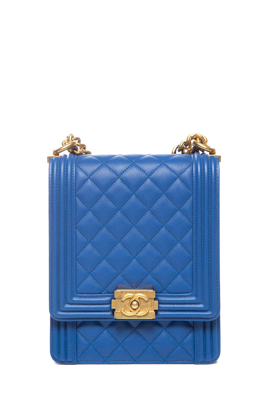 Chanel Cobalt Blue Quilted North/South Boy Bag