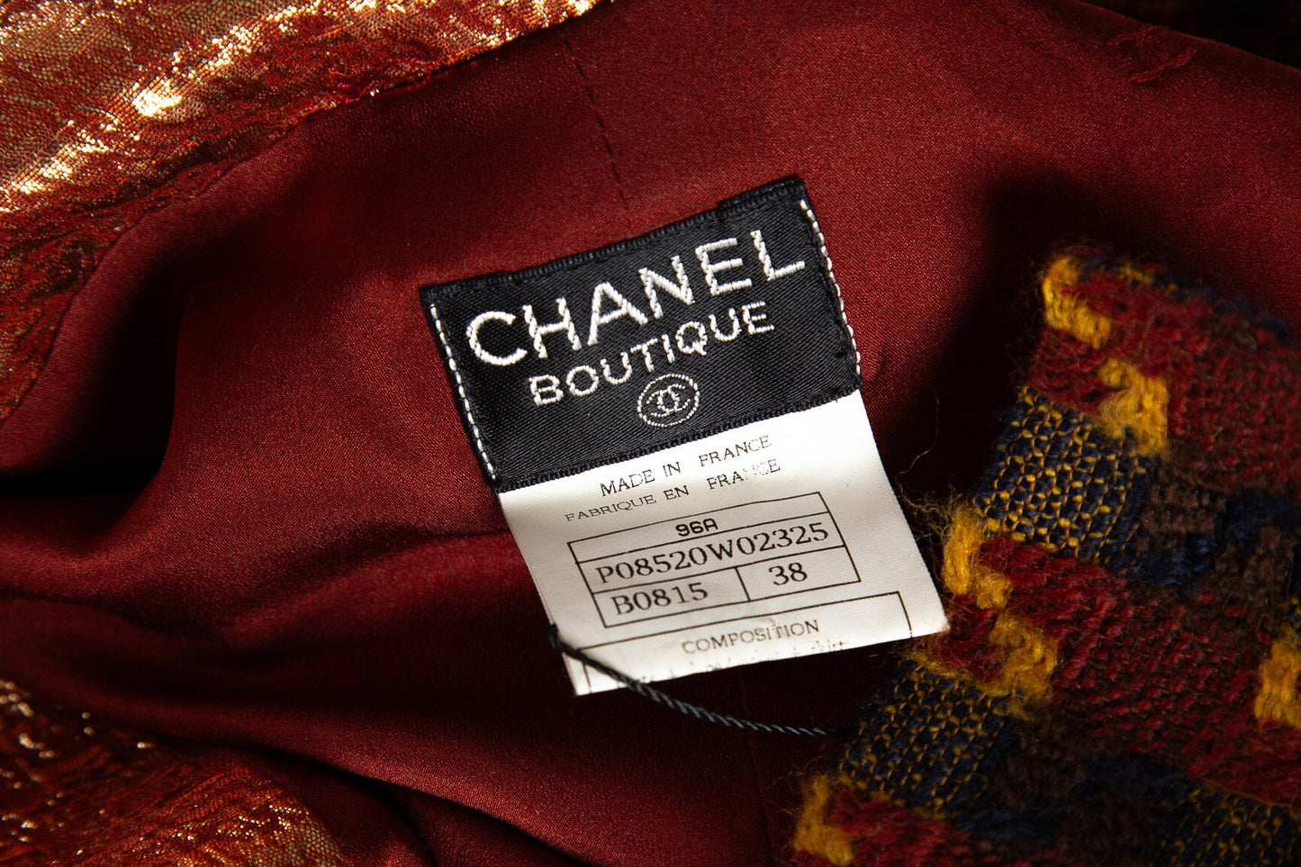Chanel   1996 Red and Multi Tweed Skirt SZ 38