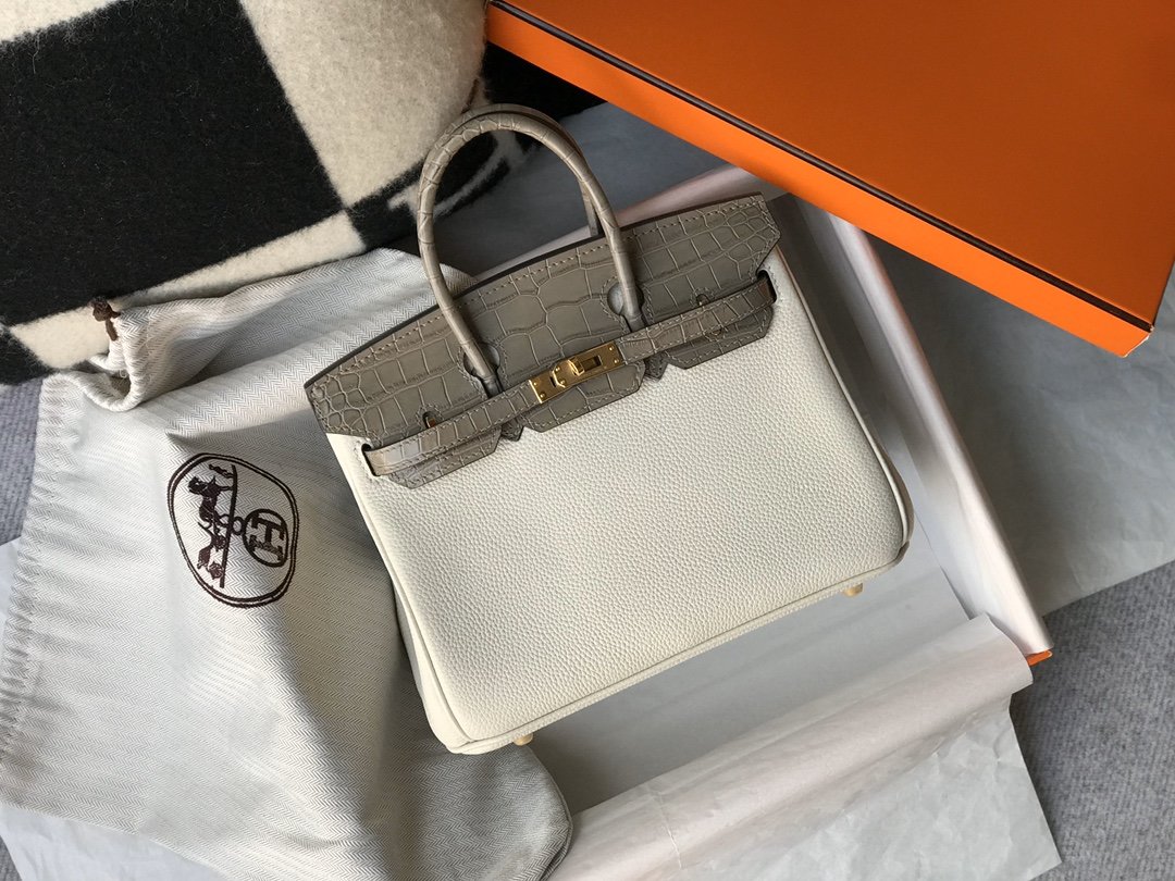 Top Quality Birkin White For Women Gold Toned Hardware 11.8in/30cm