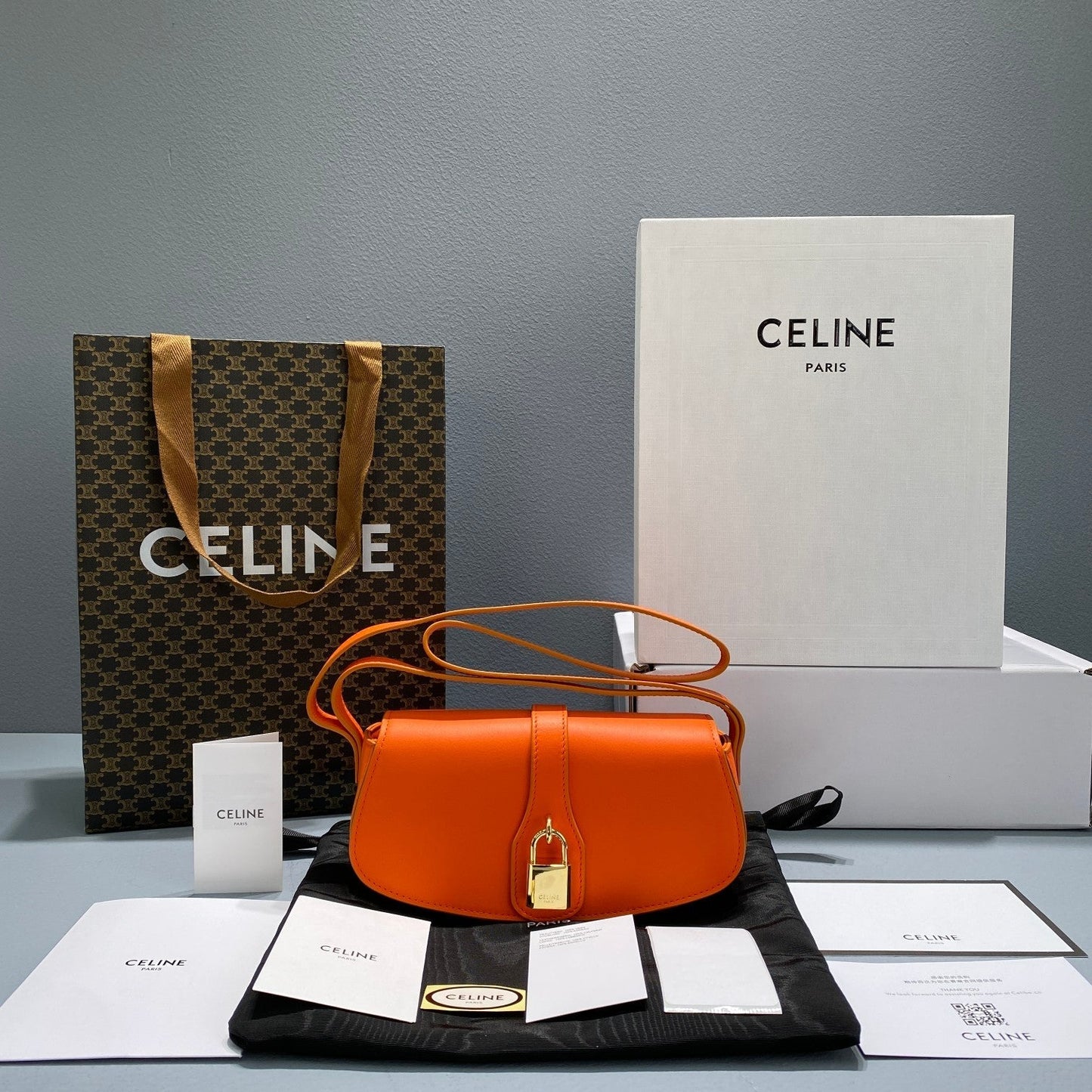 Top Quality Clutch On Strap Orange For Women 7in/18cm