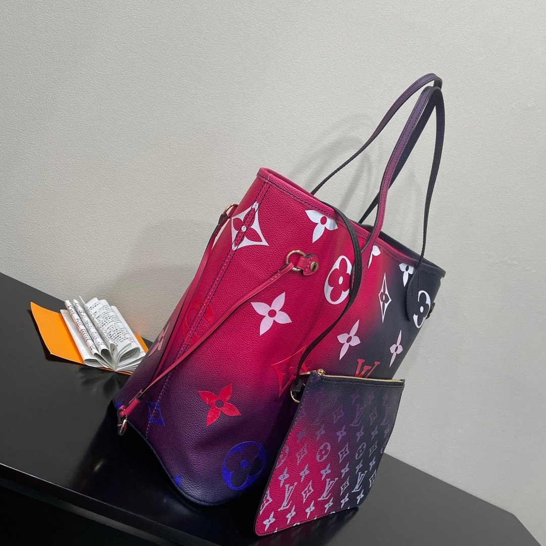 Top Quality Neverfull MM Tote Bag Monogram Canvas Midnight Fuchsia For Women,  Shoulder Bags 12.2in/31cm Top Quality M20511