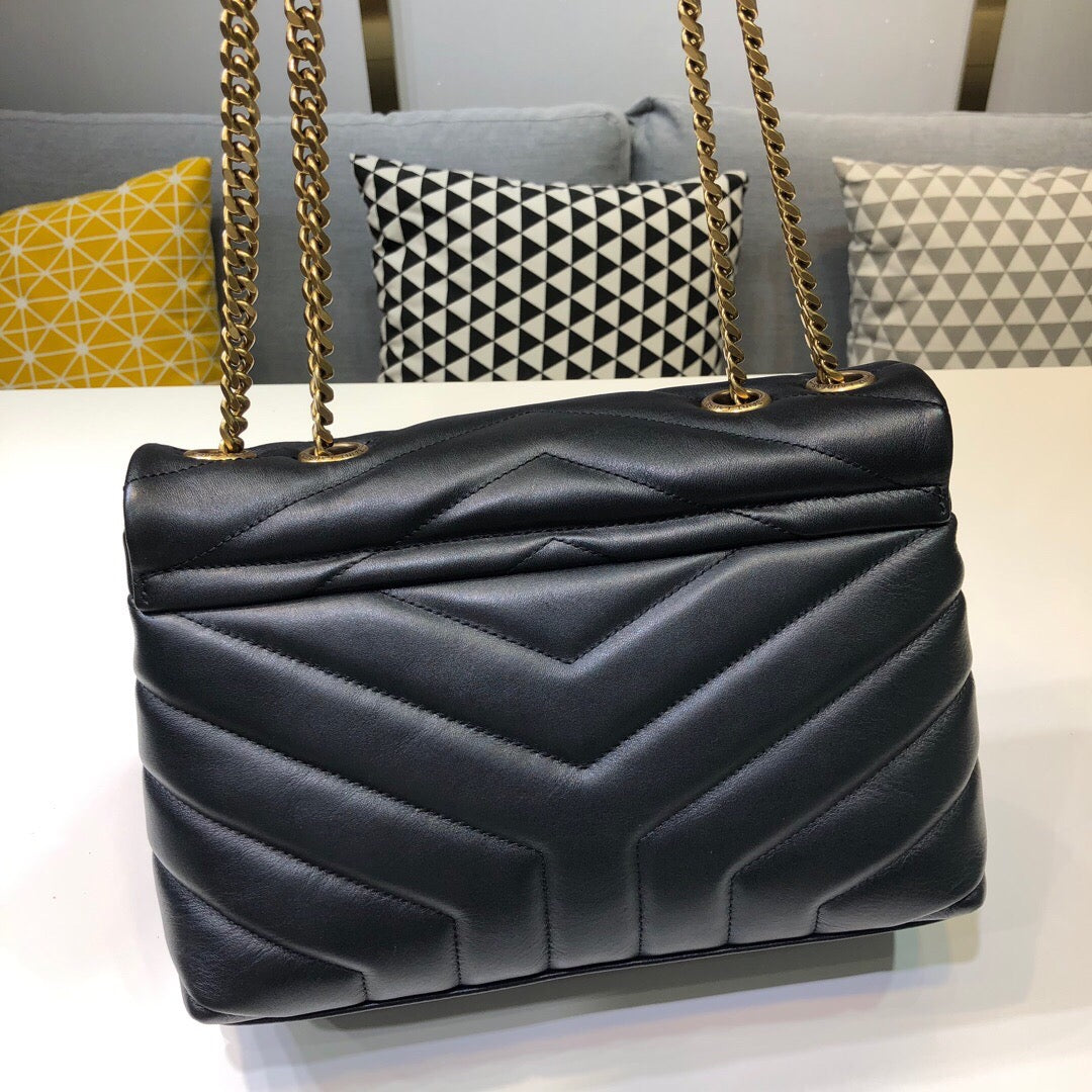 Top Quality Loulou Small Chain Bag In Matelassé "Y" Black For Women 9.8in/23cm YSL 494699DV7271000