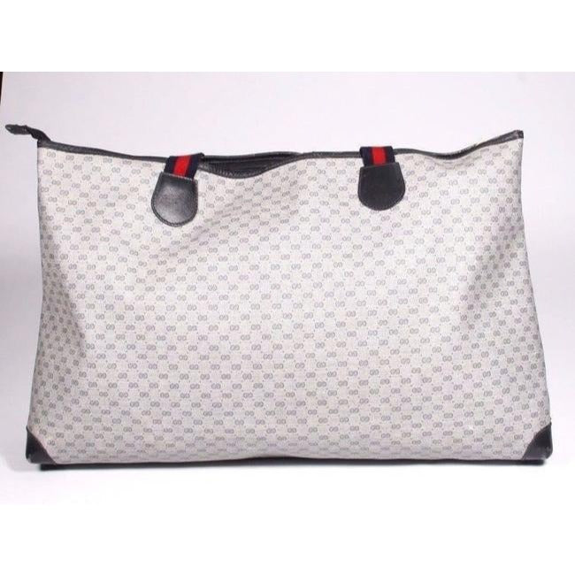 Gucci   Shades Of Blue Coated Canvas With Small G Logo Leather Red Navy Stripe