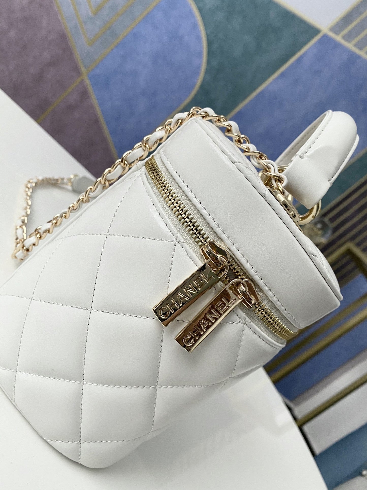 CHLVanity Case Gold Hardware White For Women Handbags, Shoulder Bags 9.4in/24cm 