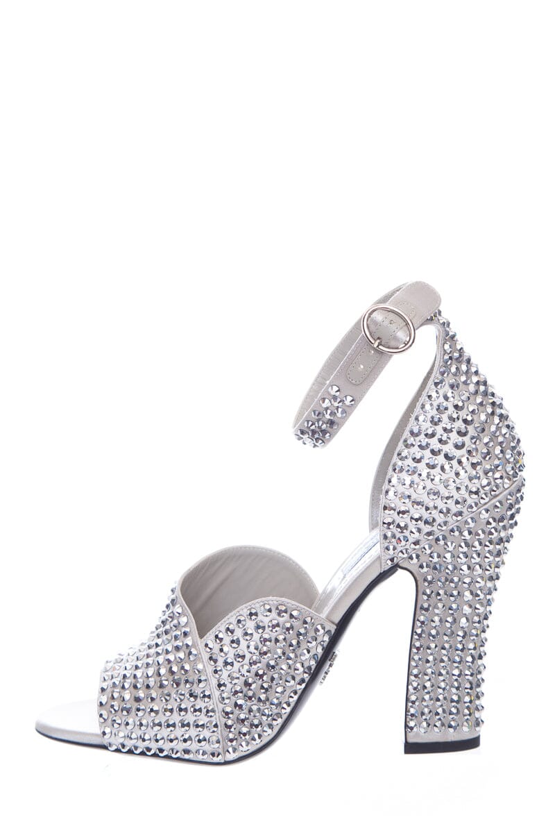 Prada Silver Embellished Heels SZ 37.5