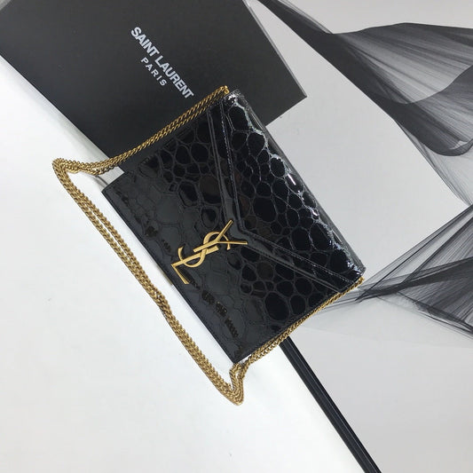 YSSL Cassandra Small Crossbody Bag With Stone Print Black For Women 7in/19cm YSL