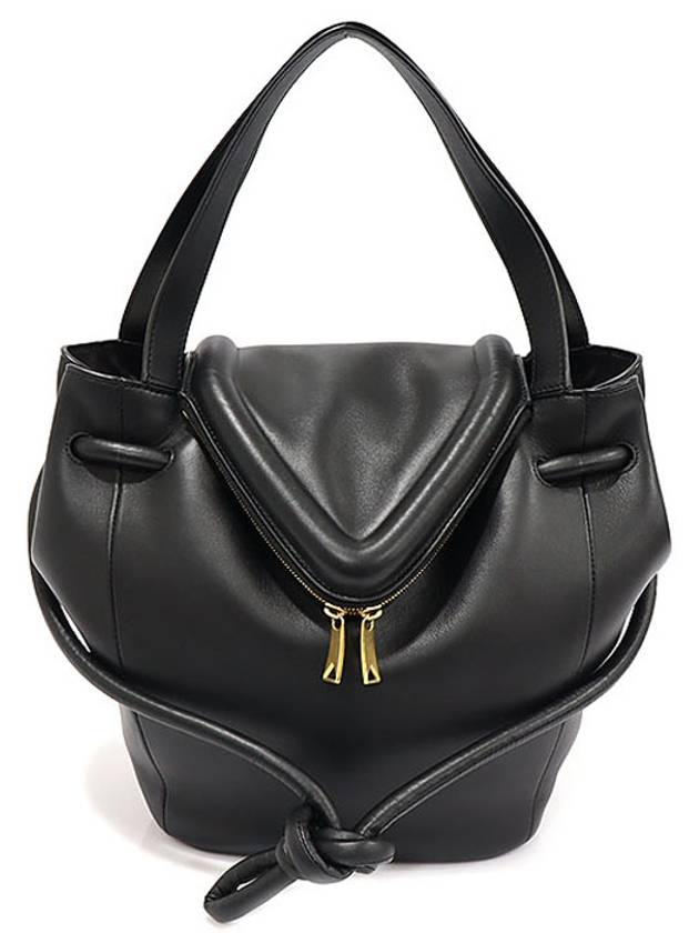 Luxury Bottega Veneta 666531 Black Vitello Nappa Gold Veil Bag Small 2WAY