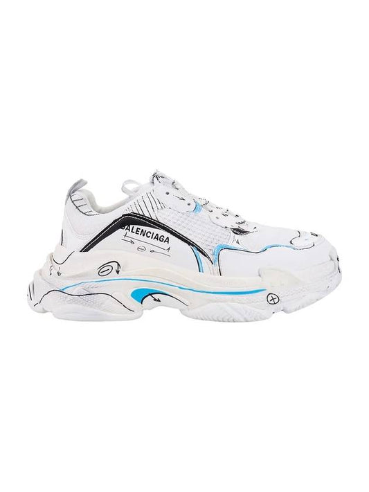 Luxury Balenciaga Trending 2025 Triple S Sketch All Over Logo Low Top Sneakers White