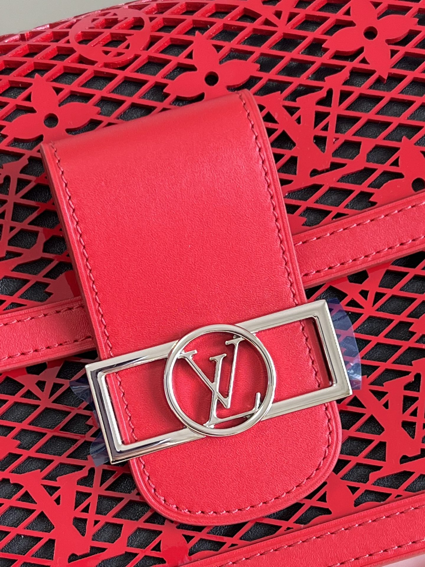Top Quality Mini Dauphine Bags By Nicolas Ghesquière With Monogram Lace Red For Women 20cm Top Quality M20359