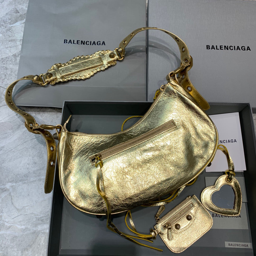 Top Quality Le Cagole XS Shoulder Bag In Gold, For Women,  Bags 13in/33cm