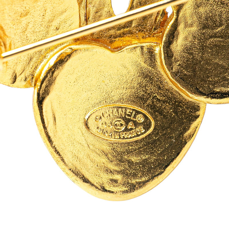 Chanel Gold Plated Coco Mark Clover Motif Brooch 96A