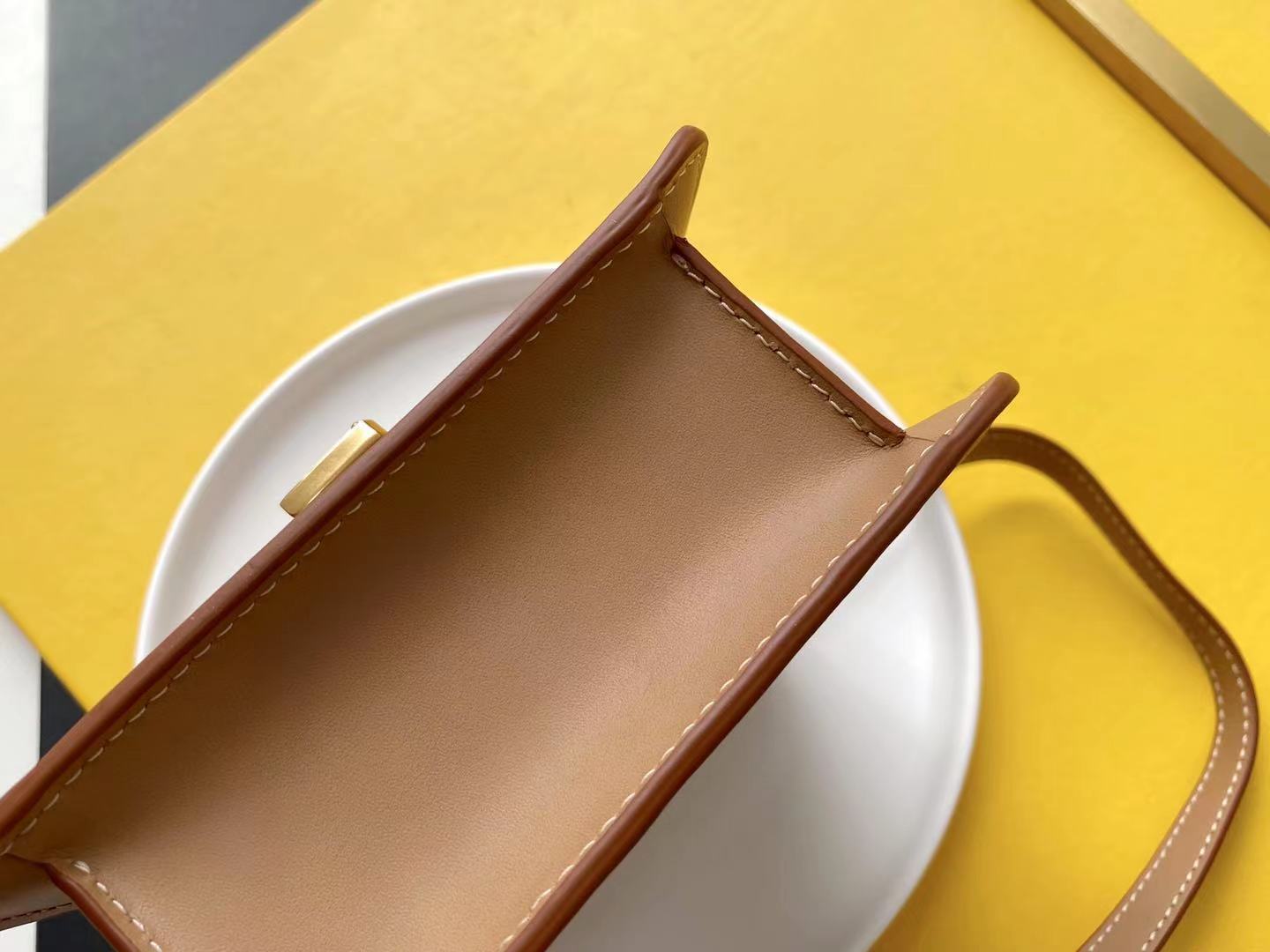 YSSL Kaia North/South Satchel Bag In Vegetable Tanned Brown Material With Gold Hardware For Women 6in/18cm YSL 668809BWR6W2725
