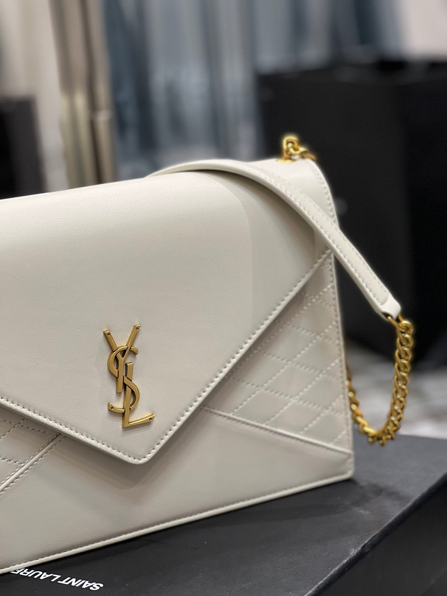 YSSL Gaby Chain Bag White With Gold Hardware For Women 10in/27cm YSL
