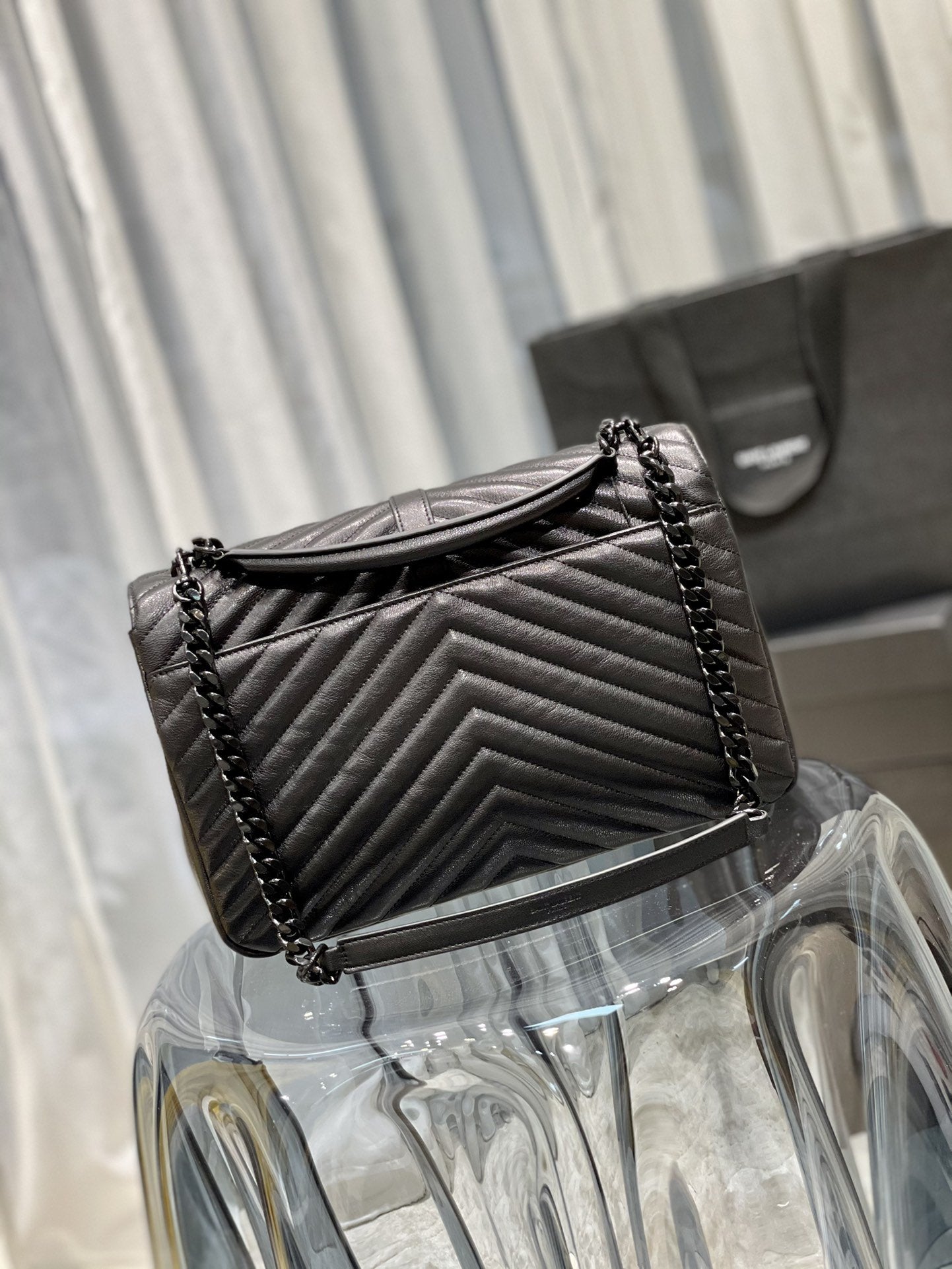 Top Quality College Large Chain Bag Black With Metal Toned Hardware For Women 12.6in/32cm YSL 600278BRM081000