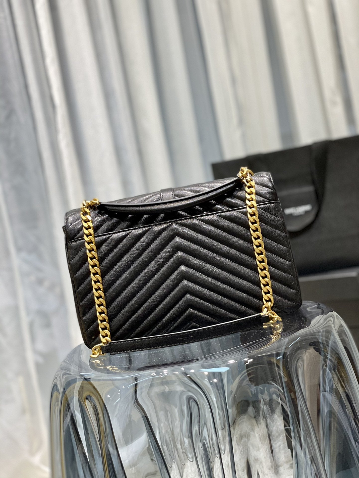 Top Quality College Large Chain Bag Black With Gold Hardware For Women 12.6in/32cm YSL 600278BRM071000