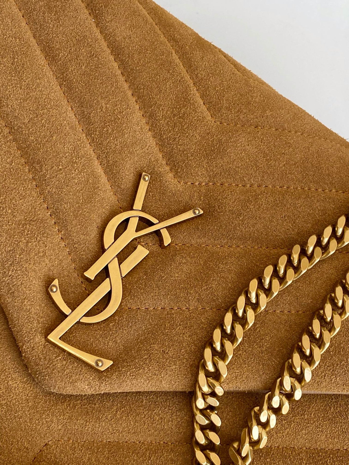 Top Quality Loulou MeTop Qualityum Chain Bag In Matelasse "Y" Brown With Gold Hardware For Women 12.5in/32cm YSL 5749461U8C77761