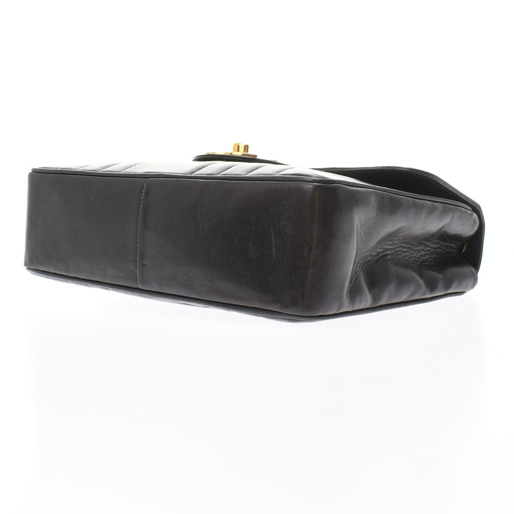 Chanel Mademoiselle Deca Matelasse Chain Shoulder 30cm Black Gold Hardware Lambskin Shoulder Bag