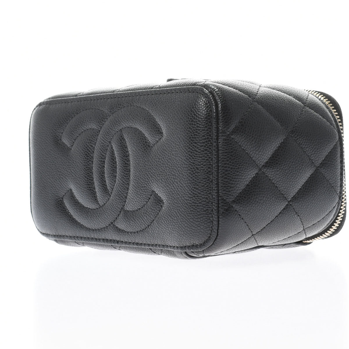 Chanel Matelasse Vanity Case Black Gold Hardware Grained Calfskin Shoulder Bag