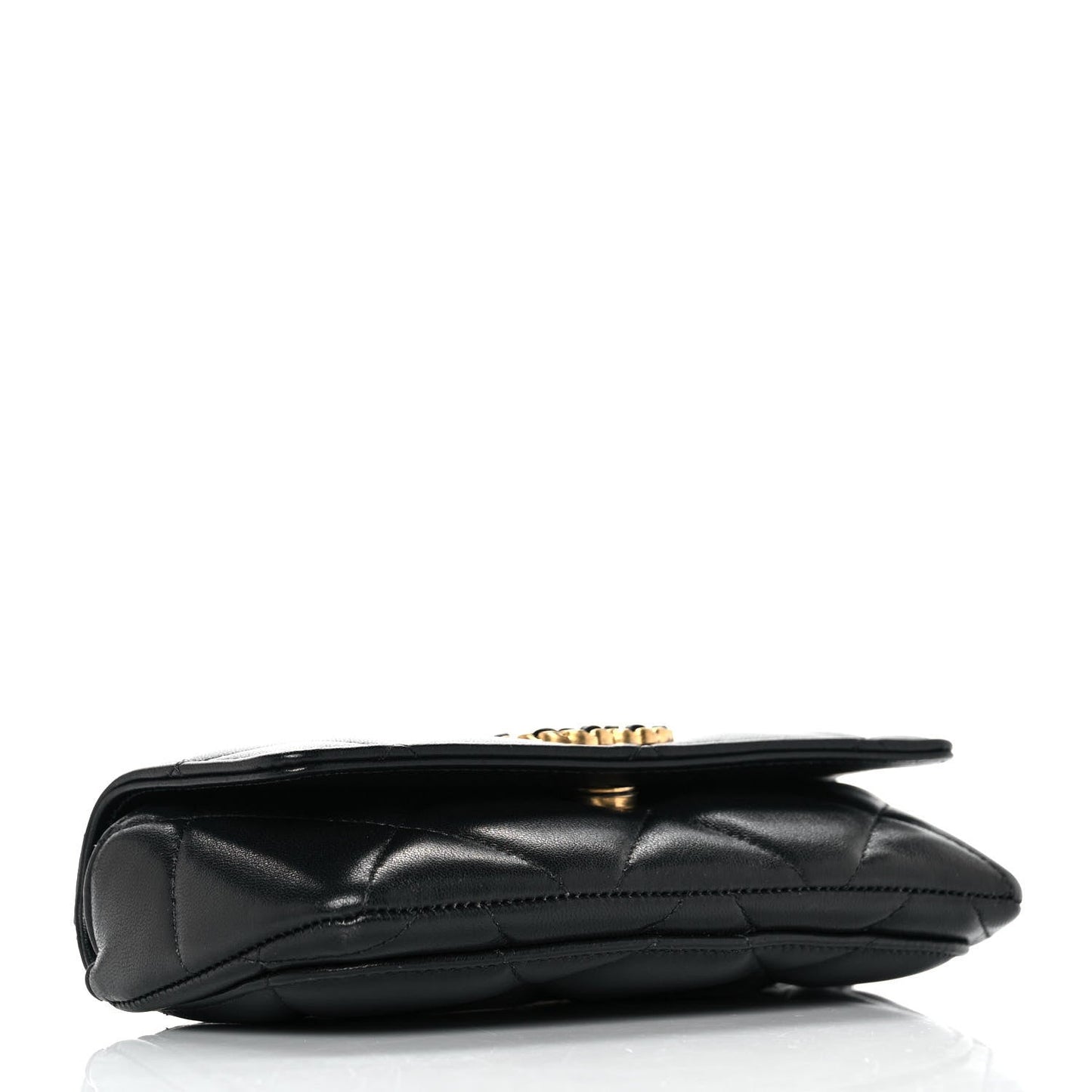 Chanel Goatskin Quilted Chanel 19 Glasses Case With Chain Black