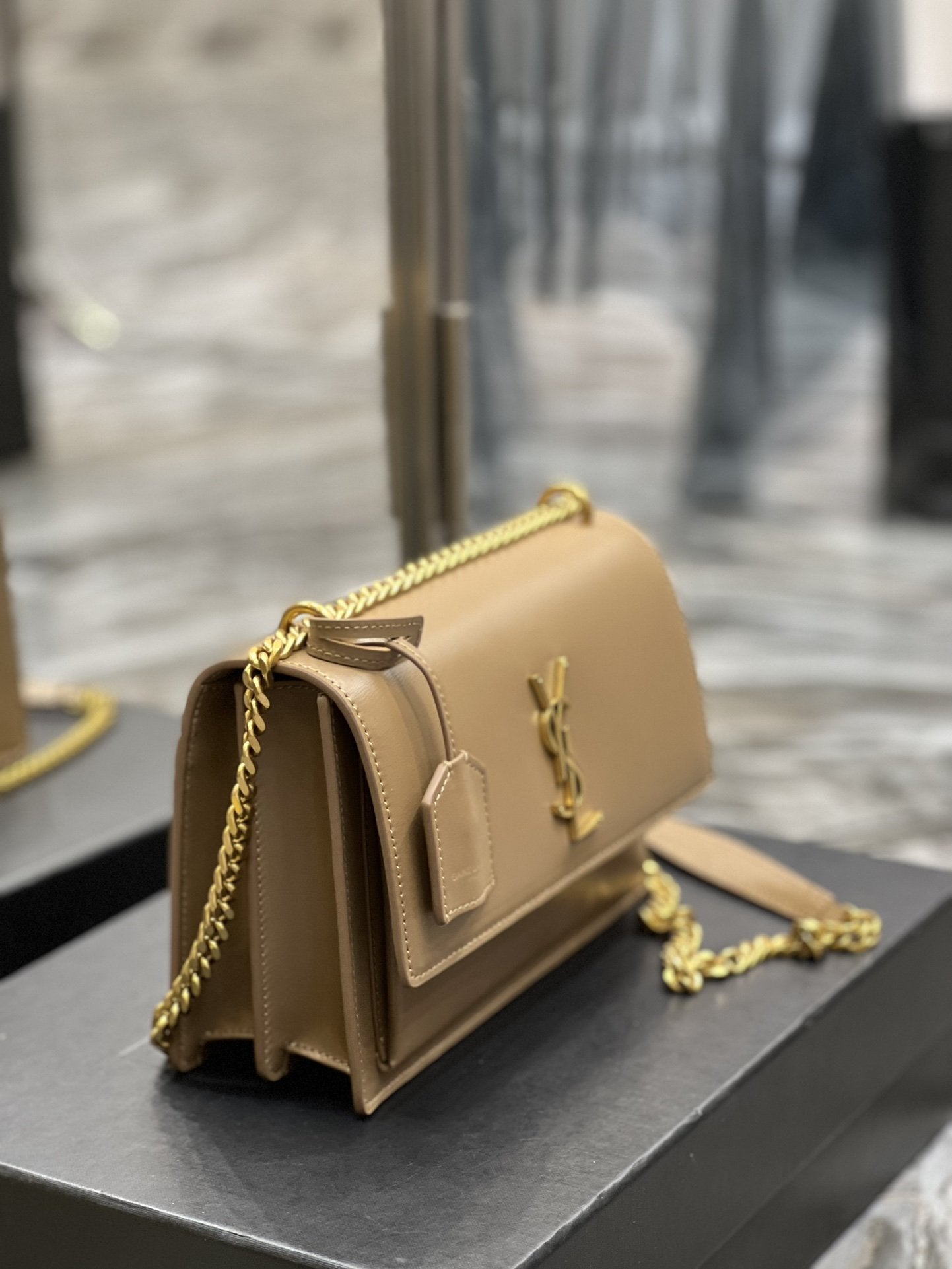 YSSL Sunset Medium Chain Bag For Women 8in/22cm Dark Beige YSL 442906D420W2721