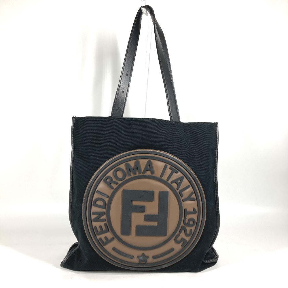 FENDI Tote Bag 7VA435 Canvas / leather black Vertical Shoulder Bag logo FF unisex(Unisex)