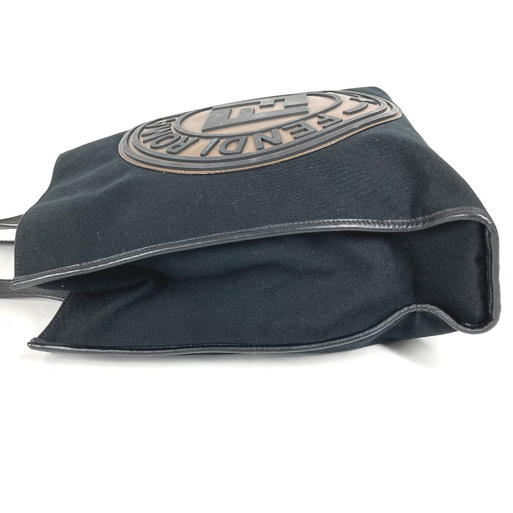 FENDI Tote Bag 7VA435 Canvas / leather black Vertical Shoulder Bag logo FF unisex(Unisex)