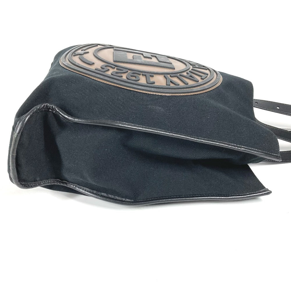 FENDI Tote Bag 7VA435 Canvas / leather black Vertical Shoulder Bag logo FF unisex(Unisex)