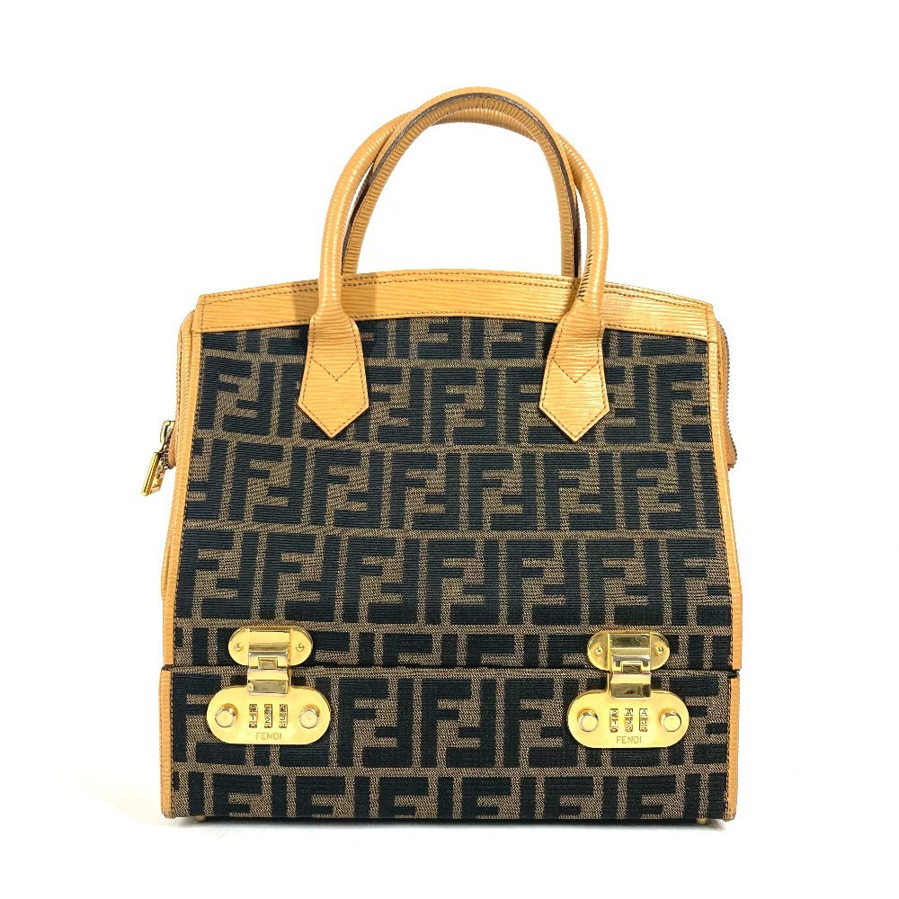 FENDI Handbag Canvas / leather Brown   Zucca logo Women
