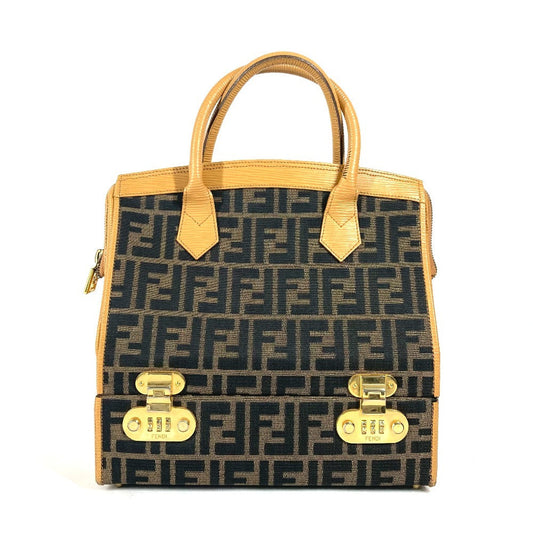 FENDI Handbag Canvas / leather Brown   Zucca logo Women