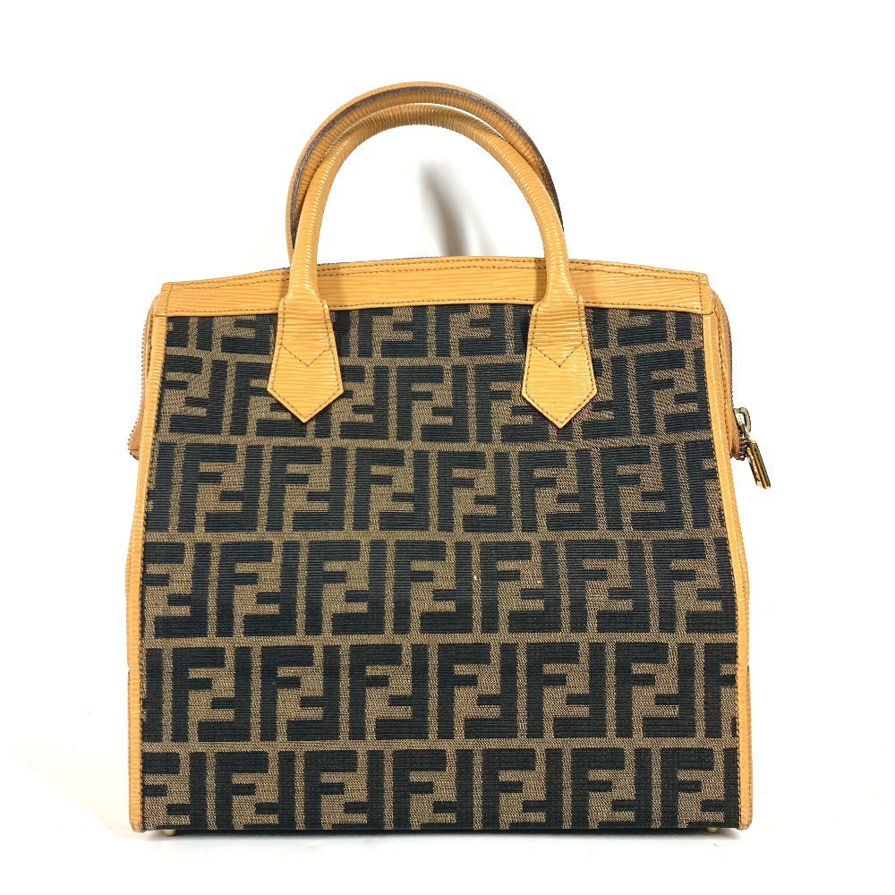 FENDI Handbag Canvas / leather Brown   Zucca logo Women