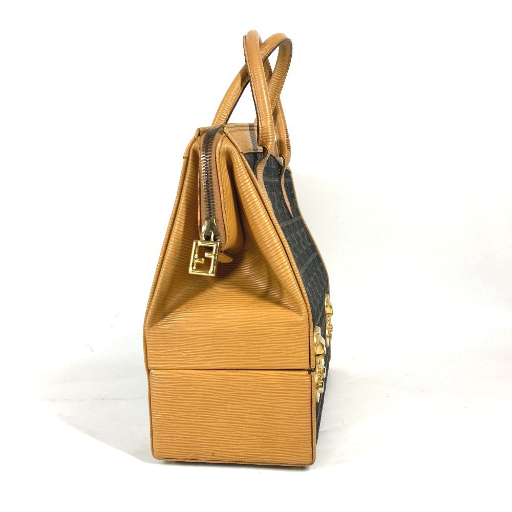 FENDI Handbag Canvas / leather Brown   Zucca logo Women