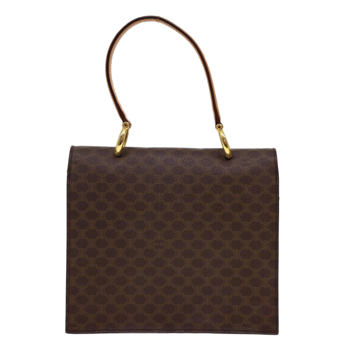 Luxury CELINE Macadam Canvas Hand Bag PVC Leather Brown  40087
