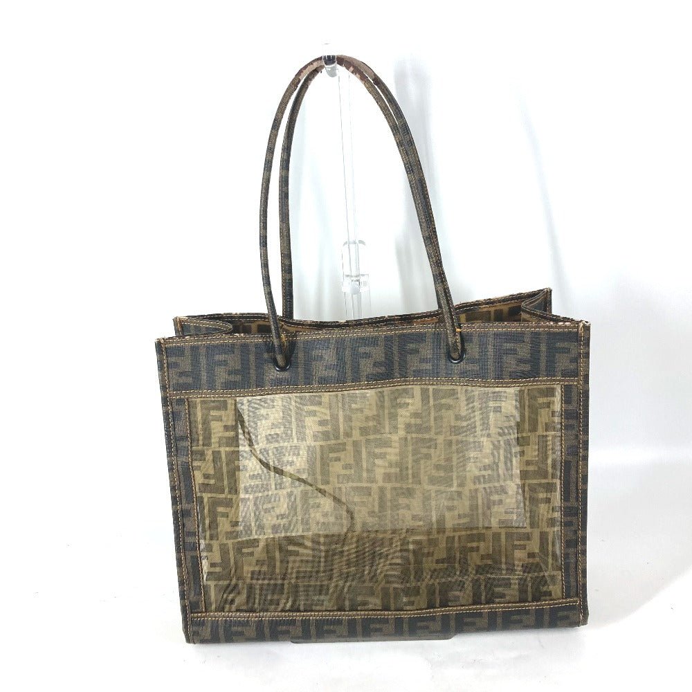 FENDI Shoulder Bag Coated leather Brown Mesh Bag Beach Bag   Zucca Women