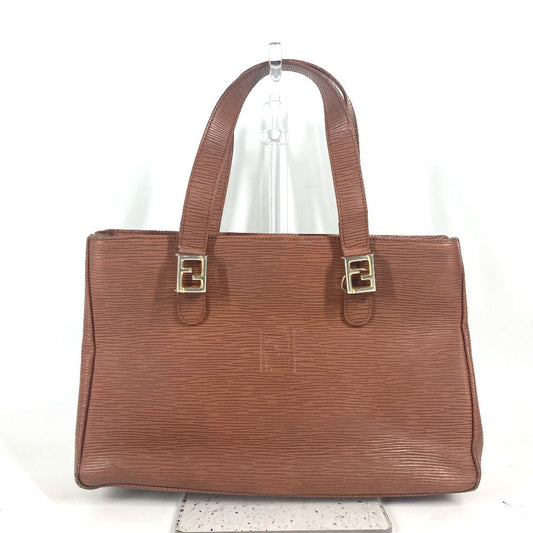 FENDI Handbag leather Brown   FF logo Women